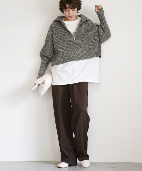 「select MOCA」 長袖ニット FREE ブラウン レディース_画像3