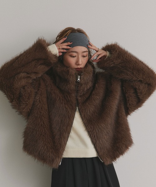 ad thie（アドティエ） コート アウター ショート丈 スタンドカラー