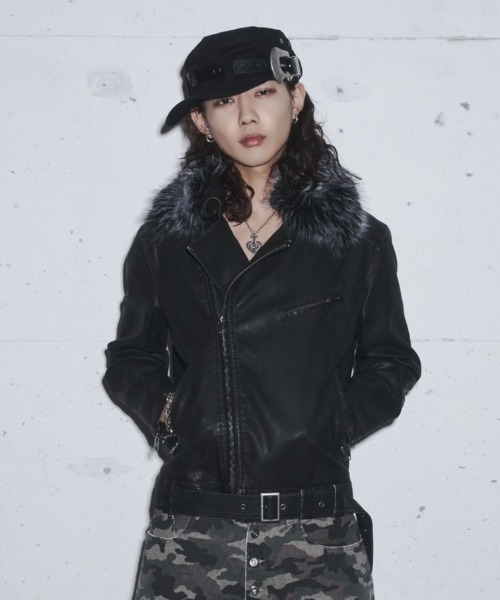 ジャケット・アウター Detachable fur double riders jacket INTER FACTORY（インターファクトリー） 革ジャン ライダース メンズ
