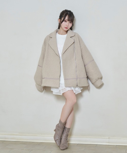 Rose Muse（ロゼミューズ） レザージャケット ライダース Curly fur