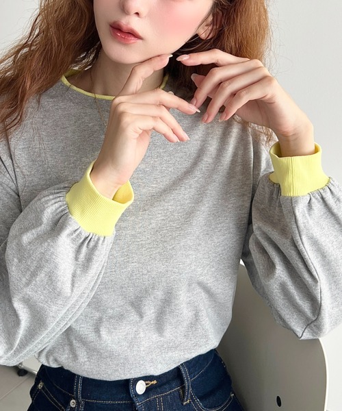 moment+ tシャツ バイカラー配色リブロンT レディース : ZOZOTOWN