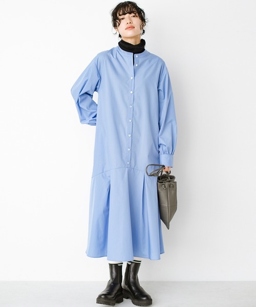 「haco!」 長袖ワンピース X-LARGE ブルー レディース_画像2