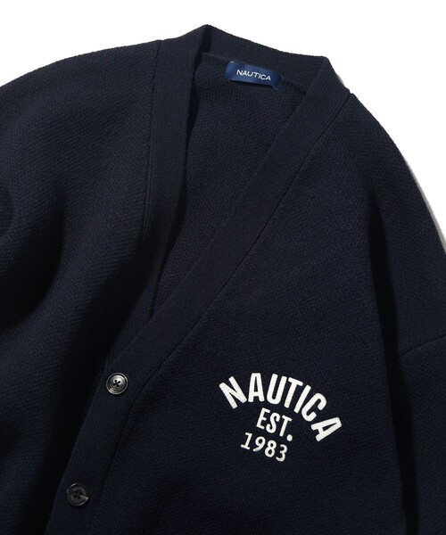 「NAUTICA」 ニットカーディガン MEDIUM チャコールグレー メンズ_画像2