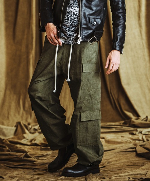 「NO ID.」 カーゴパンツ 2 カーキ メンズ_画像3