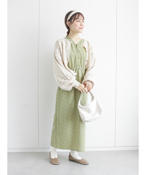 「ehka sopo」 長袖ワンピース フリ- ブラック レディース_画像3