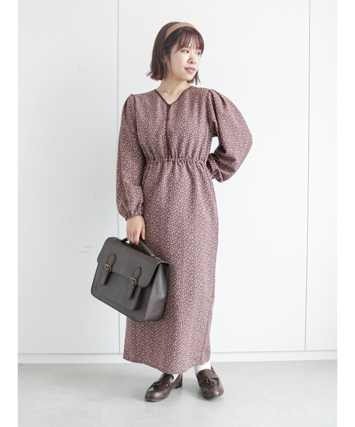 「ehka sopo」 長袖ワンピース フリ- ブラック レディース_画像9