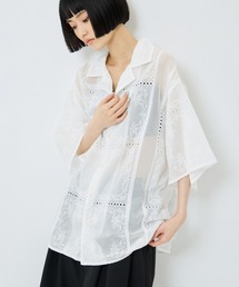 CLANE クラネ 花柄 シアー 半袖 ブラウス シャツ　サイズ1 CLANE（クラネ） ブラウス シャツ 半袖 「CLANE/クラネ」EMBROIDERY
