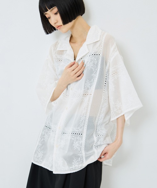 CLANE ブラウス CLANE（クラネ） ブラウス シャツ 半袖 「CLANE/クラネ」EMBROIDERY