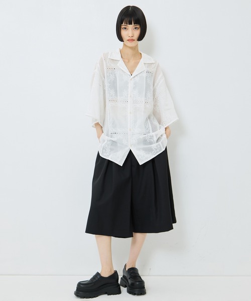 CLANEクラネ★ツイード調 長袖シャツ ブラウス CLANE（クラネ） ブラウス シャツ 半袖 「CLANE/クラネ」EMBROIDERY