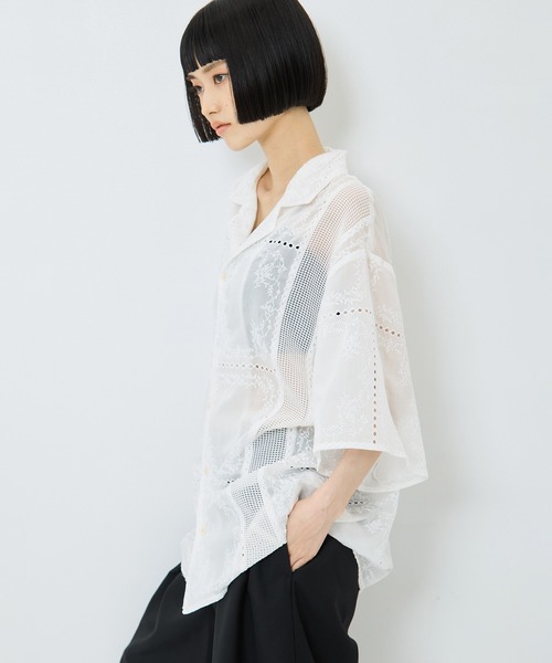CLANE（クラネ） ブラウス シャツ 半袖 「CLANE/クラネ」EMBROIDERY