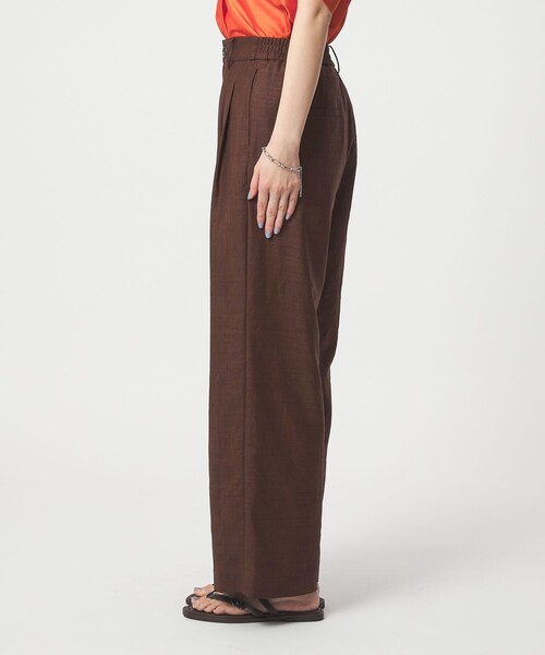 ワイドパンツ スラックス パンツ 「size SHORT/TALLあり」ライト リネンライク タック ワイドパンツ UVカット 通気性 レディースの画像