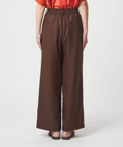 ワイドパンツ スラックス パンツ 「size SHORT/TALLあり」ライト リネンライク タック ワイドパンツ UVカット 通気性 レディースの画像