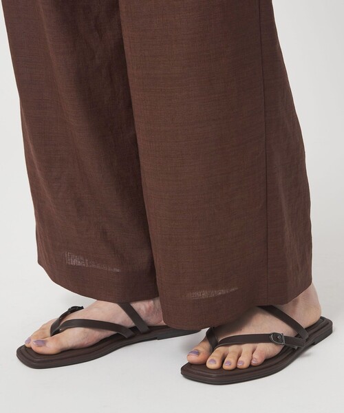 ワイドパンツ スラックス パンツ 「size SHORT/TALLあり」ライト リネンライク タック ワイドパンツ UVカット 通気性 レディースの画像