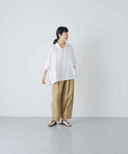 ブラウス シャツ リネンスキッパーシャツ レディースの画像