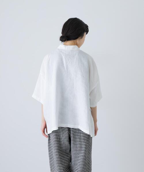 ブラウス シャツ リネンスキッパーシャツ レディースの画像
