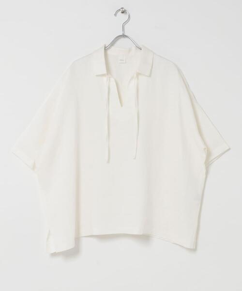 ブラウス シャツ リネンスキッパーシャツ レディースの画像