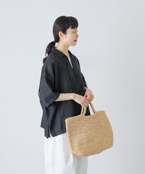 ブラウス シャツ リネンスキッパーシャツ レディースの画像
