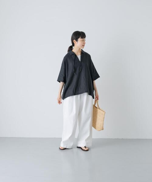 ブラウス シャツ リネンスキッパーシャツ レディースの画像