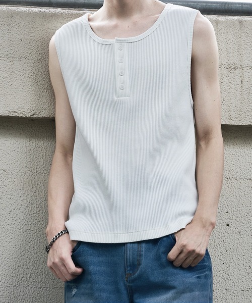 LGB ロング ヘンリーネック タンクトップ LANDNESS タンクトップ 「LANDNESS/ランドネス」Henley Neck Rib Tank