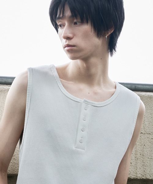 LANDNESS タンクトップ 「LANDNESS/ランドネス」Henley Neck Rib Tank