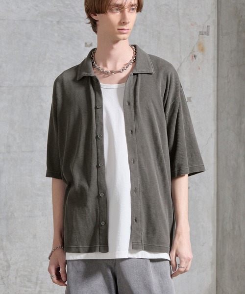 SERACE シャツ 半袖 「SERACE」Vintage waffle collared short sleeve