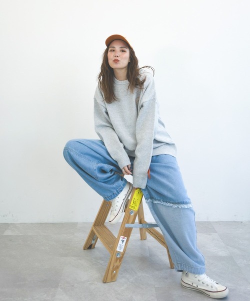 「niko and...」 デニムパンツ LARGE ライトグレー レディース_画像8