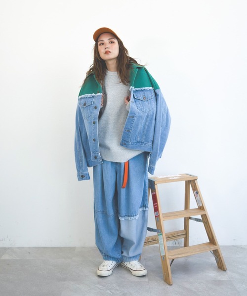 「niko and...」 デニムパンツ LARGE ライトグレー レディース_画像9
