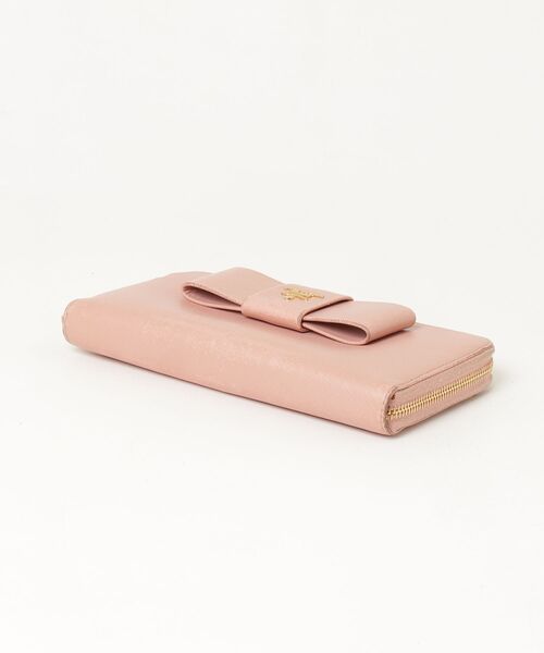 PRADA（プラダ） リボン ラウンドファスナー財布 - ピンク レディース
