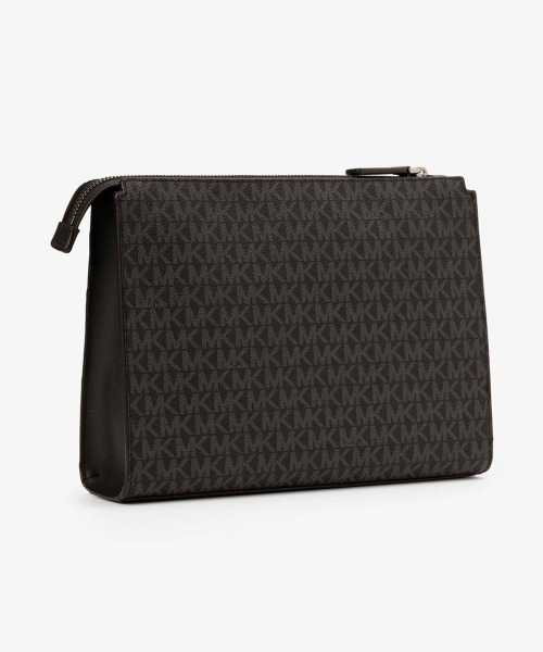 MICHAEL KORS ブラックレザーショルダークラッチバッグ マイケルコース バッグ（メンズクラッチバッグ）｜バッグ