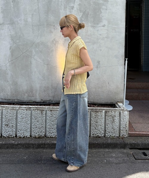 「feepur」 デニムパンツ LARGE サックスブルー レディース_画像2