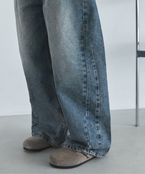 「feepur」 デニムパンツ LARGE サックスブルー レディース_画像9