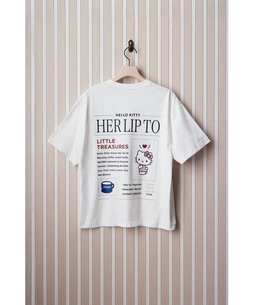 【新品タグ付き】HLT x Hello KittyフロントロゴTシャツ Her lip to tシャツ 半袖 HLT x Hello Kitty Tabloid Tee レディース