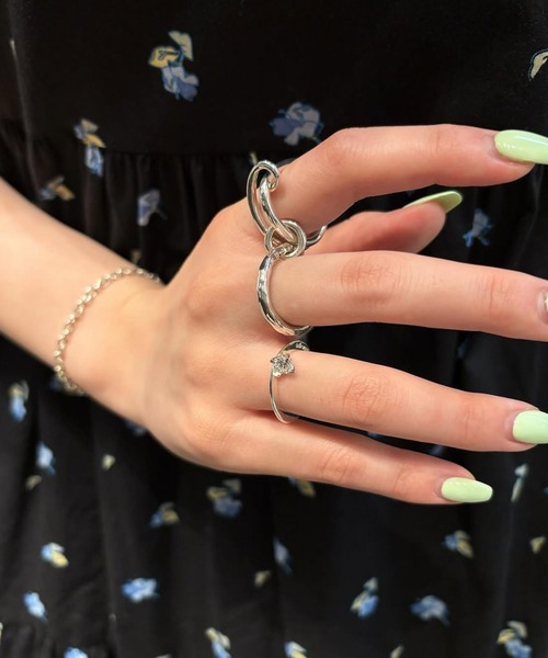 e.m.（イーエム） 指輪 リング ジルコニア平打ちリング レディース