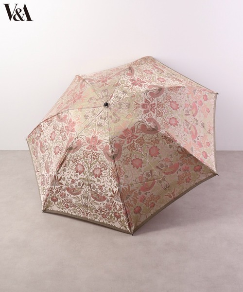 V&A ウィリアムモリス　いちご泥棒　折りたたみ傘 晴雨兼用　UVカット加工 V&A モリス いちご泥棒 ジャカード生地晴雨兼用傘 折りたたみ傘