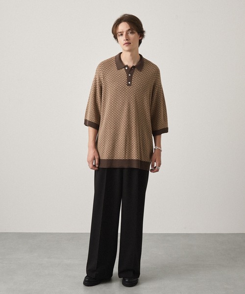 EMMA CLOTHES ポロシャツ ジャガードクラシックパターンニット