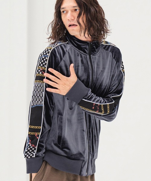 ブルゾン373様 CAMBIO（カンビオ） ブルゾン アウター mj9368- ベロア柄ライン