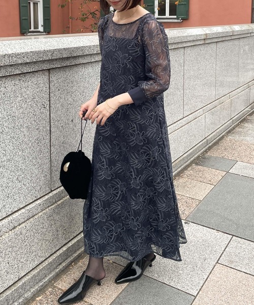 ドレス 卒業式 「Rennka」ラメレースレイヤードロングドレス_18