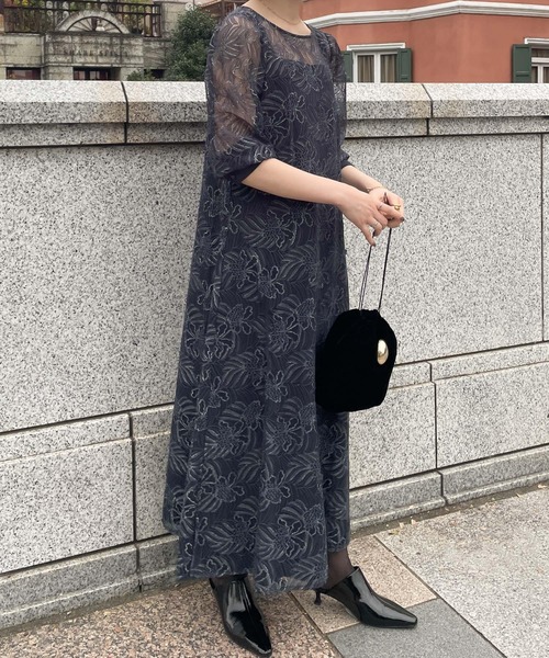 ドレス 卒業式 「Rennka」ラメレースレイヤードロングドレス_22