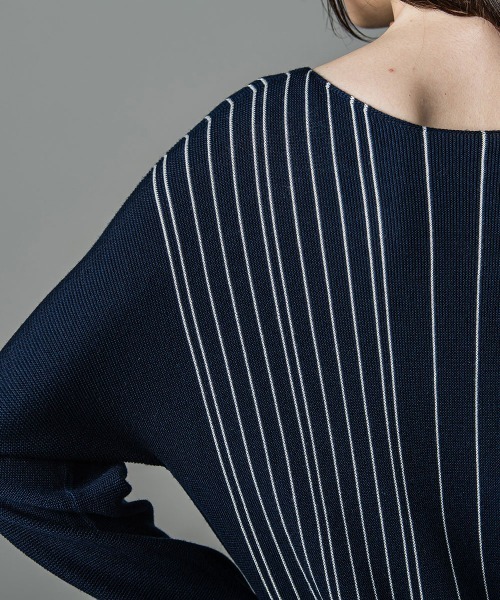 ニット セーター 「 ECOCUWOOL」ホールガーメントストライプニット レディース la.f ニット セーター 「 ECOCUWOOL」ホールガーメント