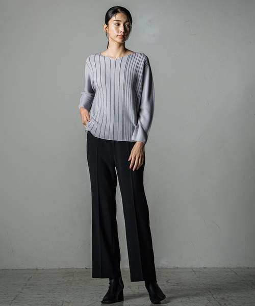 ニット セーター 「 ECOCUWOOL」ホールガーメントストライプニット レディース la.f ニット セーター 「 ECOCUWOOL」ホールガーメント