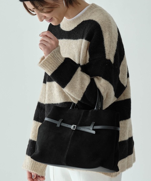 Mia ニット セーター ボーダークルーネックプルオーバー レディース
