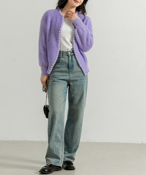 DAY CLOSET カーディガン レディース 長袖ふわっと甘めシャギーニット