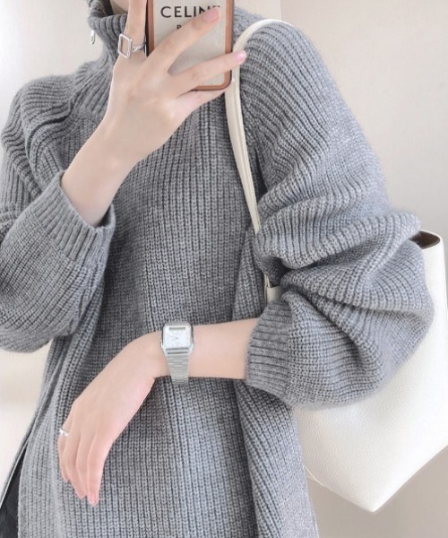 gossip!ロサンゼルス ニット セーター アシンメトリージップニット