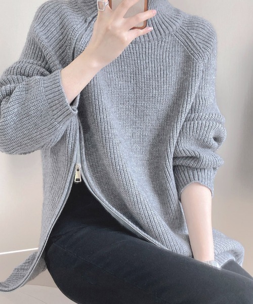 gossip!ロサンゼルス ニット セーター アシンメトリージップニット