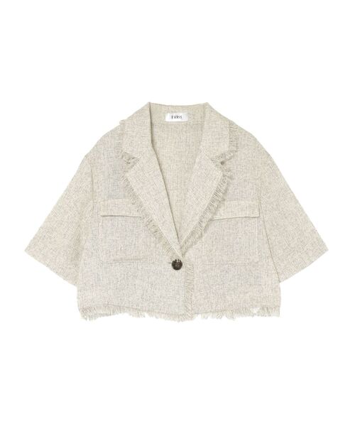 ジャケット テーラードジャケット ハーフスリーブフリンジジャケット