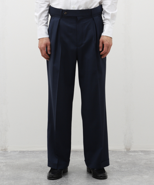 ÉDIFICE ネイビー RIRANCHAアンクルテーパードスラックス L ÉDIFICE ネイビー RIRANCHAアンクルテーパードスラックス L