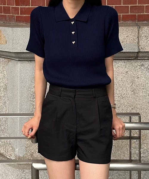 JUNOAH（ジュノア） ポロシャツ ポロ 半袖ニットポロシャツ レディース