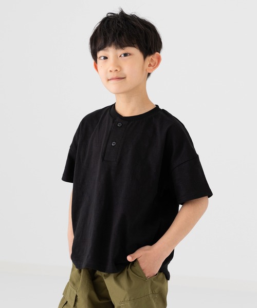 chil2 tシャツ 綿100％ ヘンリーネック 半袖Tシャツ キッズ 子供服