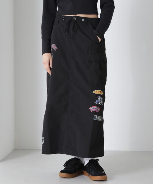 AVIREX アヴィレックス ナイロンスカート 黒 オレンジ レディース M AVIREX（アヴィレックス） スカート MILITARY MA-1 SKIRT/ミリタリーMA