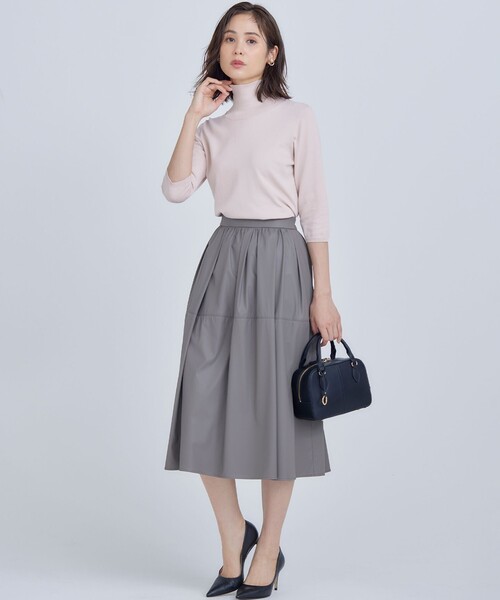 組曲（KUMIKYOKU） スカート レザーライクライト タックギャザー